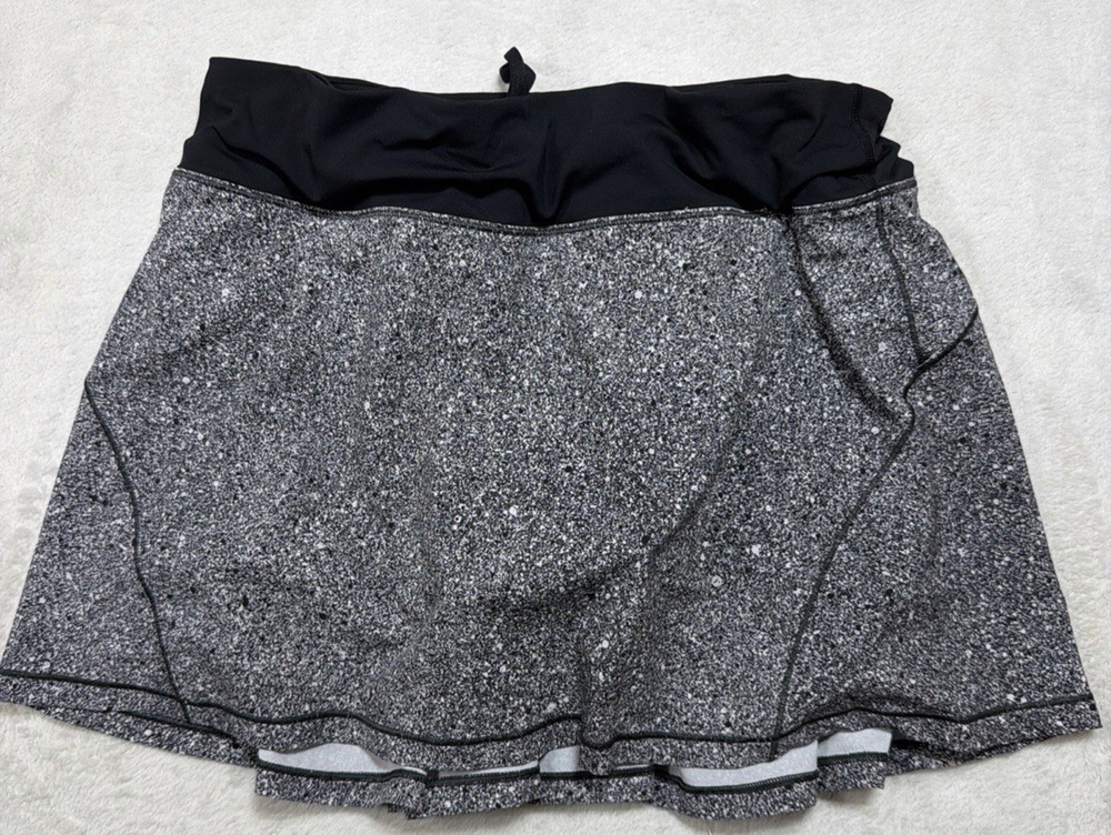 Lululemon Pace Rival Skirt Tall 6 Black White Speckled Tennis Skort Athleisure